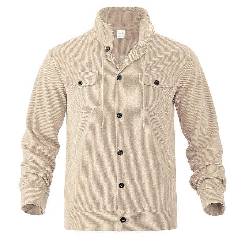CORDUROY COLLAR JACKET RETRO MULTI POCKET WORKWEAR JACKET