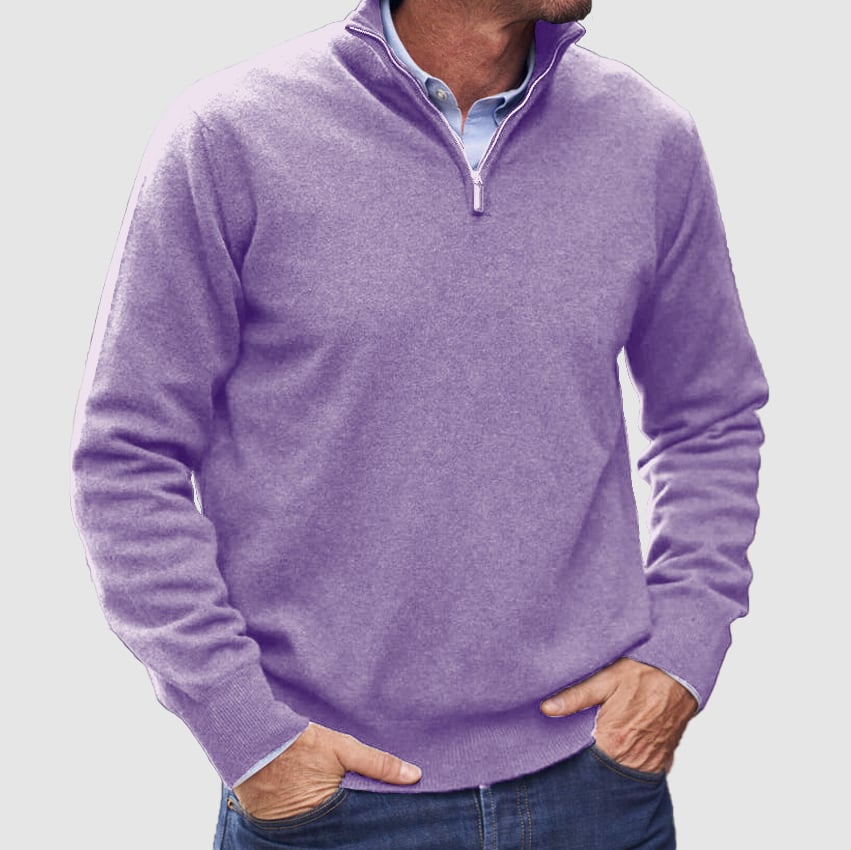 Men's Cashmere Zipper Basic Sweater handwoven
