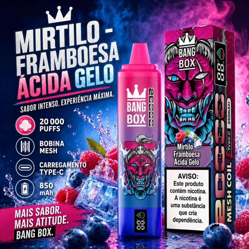 Mirtilo framboesa azeda gelado vape com efeito mentolado refrescante