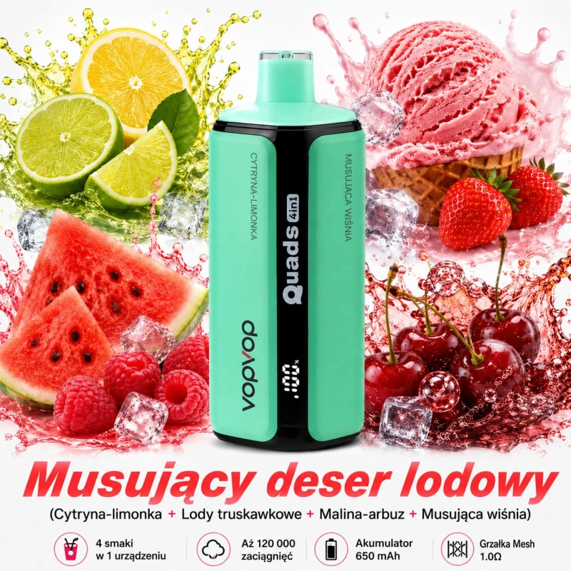 VopVop Quads 4w1 smak Berry Mix – mieszane jagody, intensywny smak owocowy