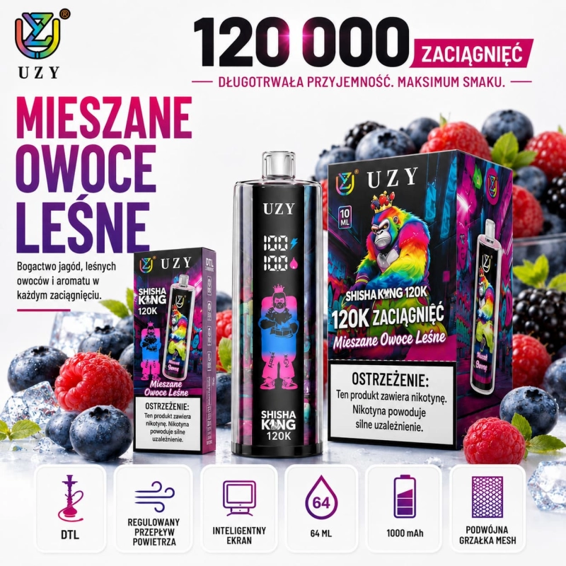 Mieszane czerwone owoce UZY 120K mixed berry vape smak