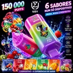 Vape descartável 6 em 1 UZY com sabores de frutas, design moderno, sistema rotativo de sabores e experiência de vaporização intensa