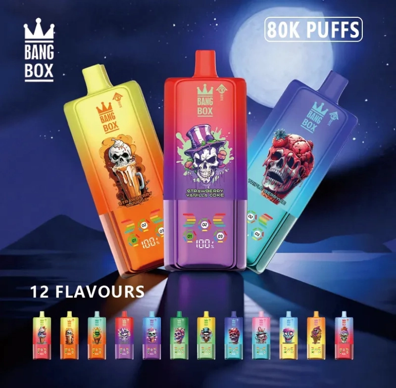 Véletlenszerű ízű BANGBOX 80.000 Puffs eldobható vape, gyors szállítással, prémium vape élmény minden slukkban.”
