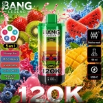 Vape Bang Legend 120K 5 em 1 sabor Melancia com melancia gelada, frutos vermelhos e morango com melancia