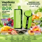 VapSolo Quads 80.000 Puffs vape sabores frutos vermelhos, morango manga, chá de fruta e chá gelado de pêssego