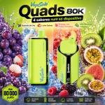 VapSolo Quads 80.000 Puffs vape sabores uva explosão, lichia gelada, pêssego berry e kiwi maracujá goiaba