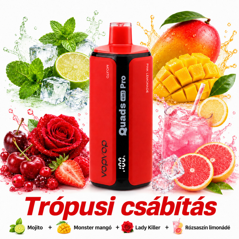 VopVop Quads Pro 200000 Slukk eldobható vape – 4 íz egy eszközben | 200K hosszú használat