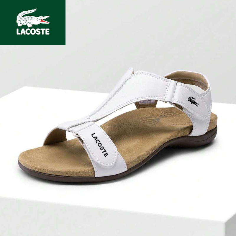Novas sandálias de senhora em pele Lacoste