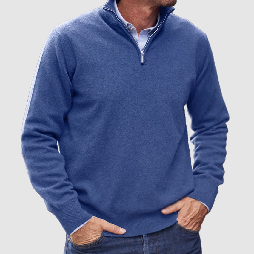 Men's Cashmere Zipper Basic Sweater handwoven