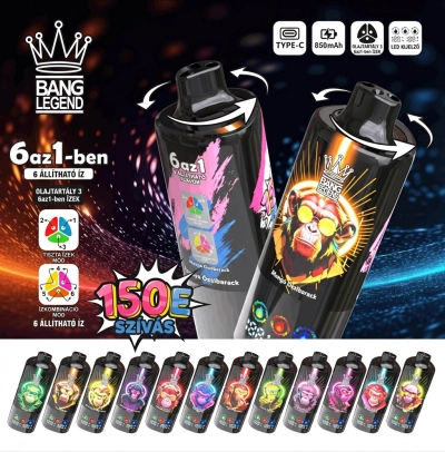 Bang Legend 150K 6 az 1-ben Eldobható Vape | 150 000 Slukk | USB-C