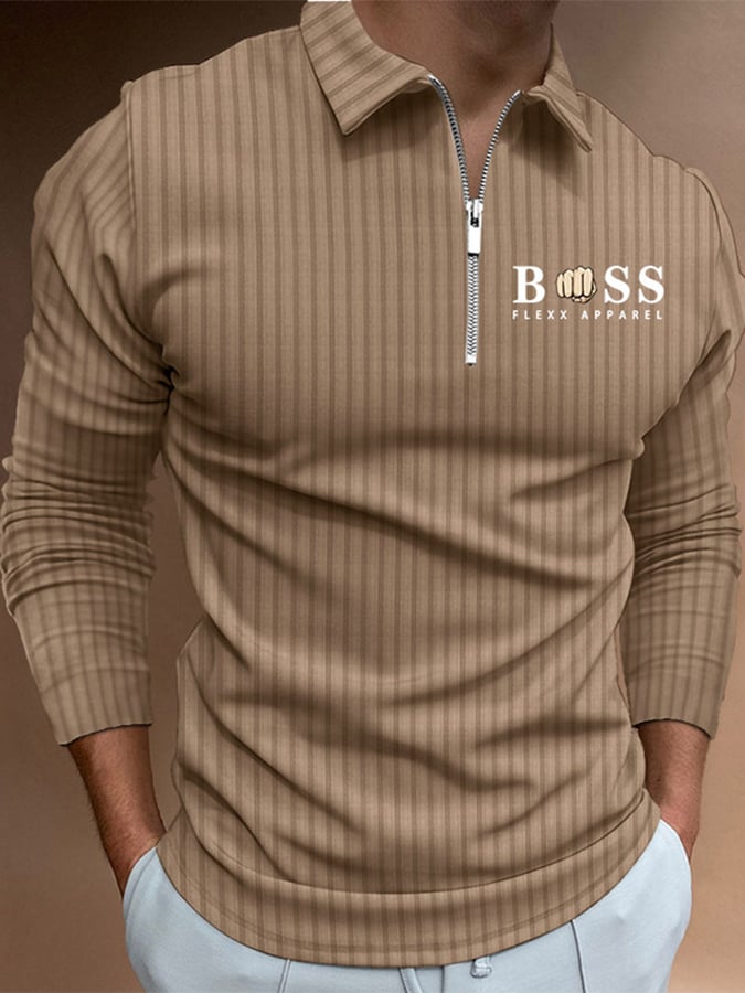 Pulôver com estampado de riscas e letras polo casual