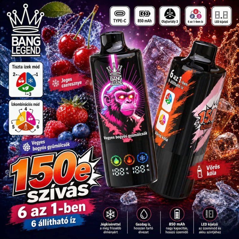 Bang Legend 150K meggy jég és vörös kóla gyümölcsös vape ízek