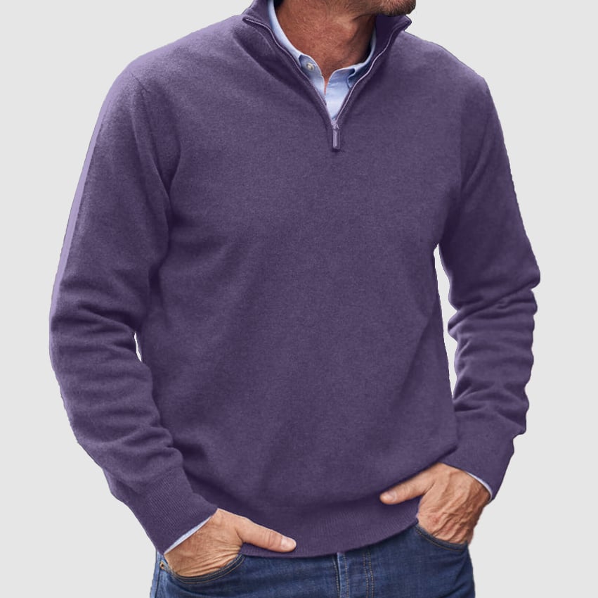 Men's Cashmere Zipper Basic Sweater handwoven