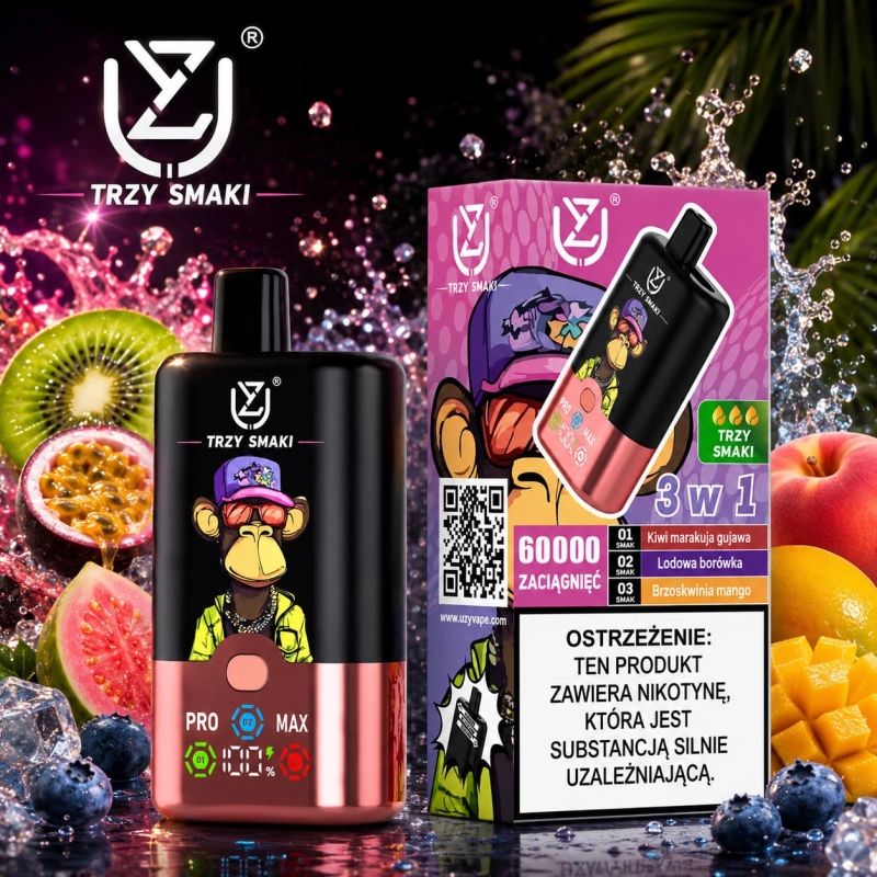 UZY Triple Flavor 60K – truskawka z arbuzem, cola z lodem i cola wiśniowa