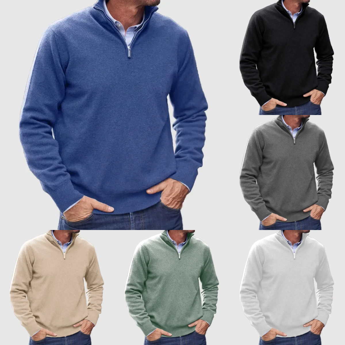Men's Cashmere Zipper Basic Sweater handwoven