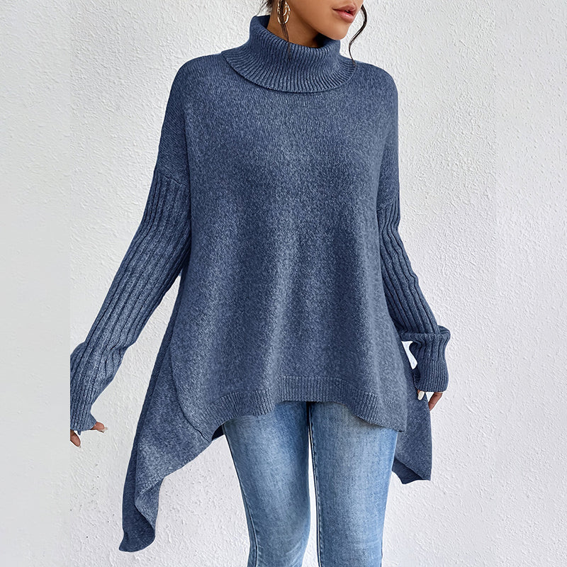 Damski sweter z golfem w jednolitym kolorze