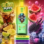 BANGBOX 80.000 puffs vape descartável 3-em-1 recarregável sabor cola com limão, goma de melancia e dragão negro gelado