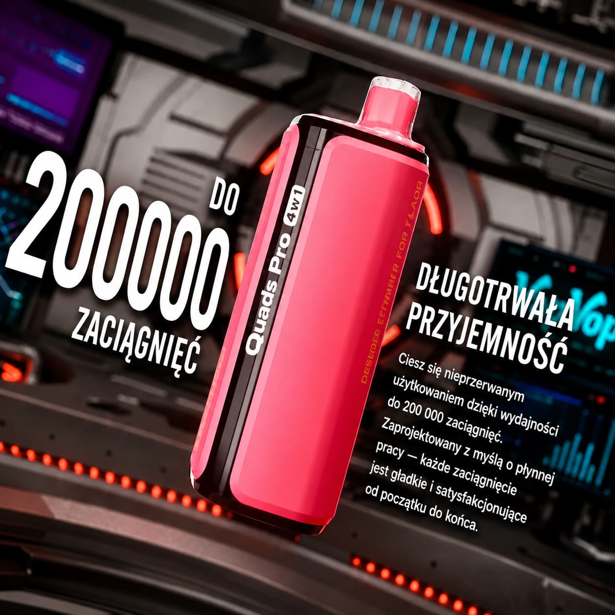 VopVop Quads Pro 200000 – idealny wybór dla osób w Polsce szukających wydajnego i wygodnego jednorazowego vape