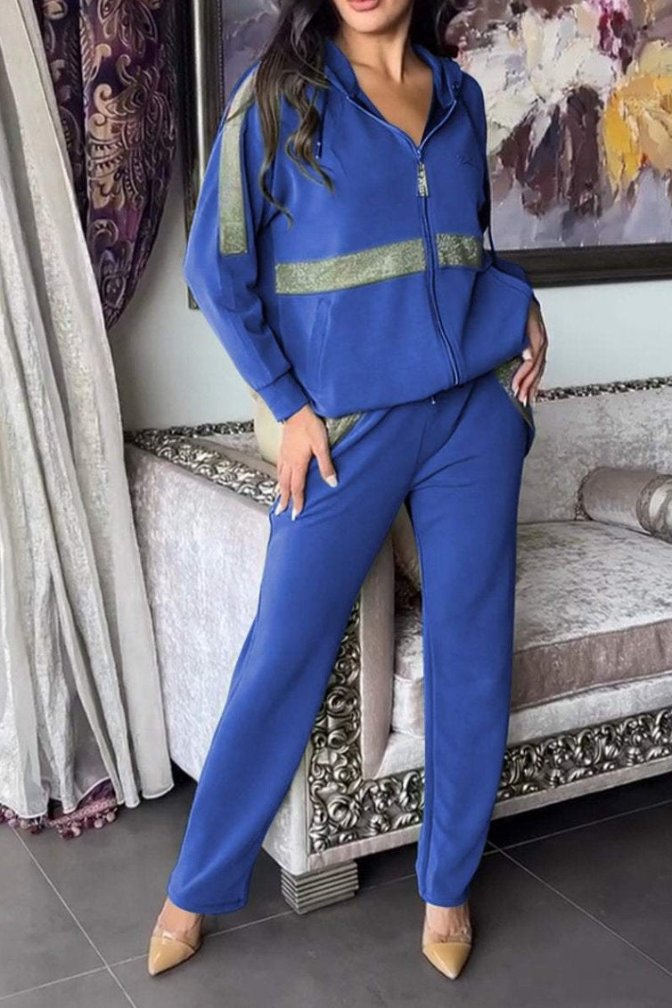 Novo outono e inverno casual conjunto de calças de manga comprida de duas peças