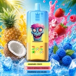 BANGBOX 80.000 puffs vape descartável 3-em-1 recarregável sabor ananás com coco, morango gelado e framboesa azul gelada