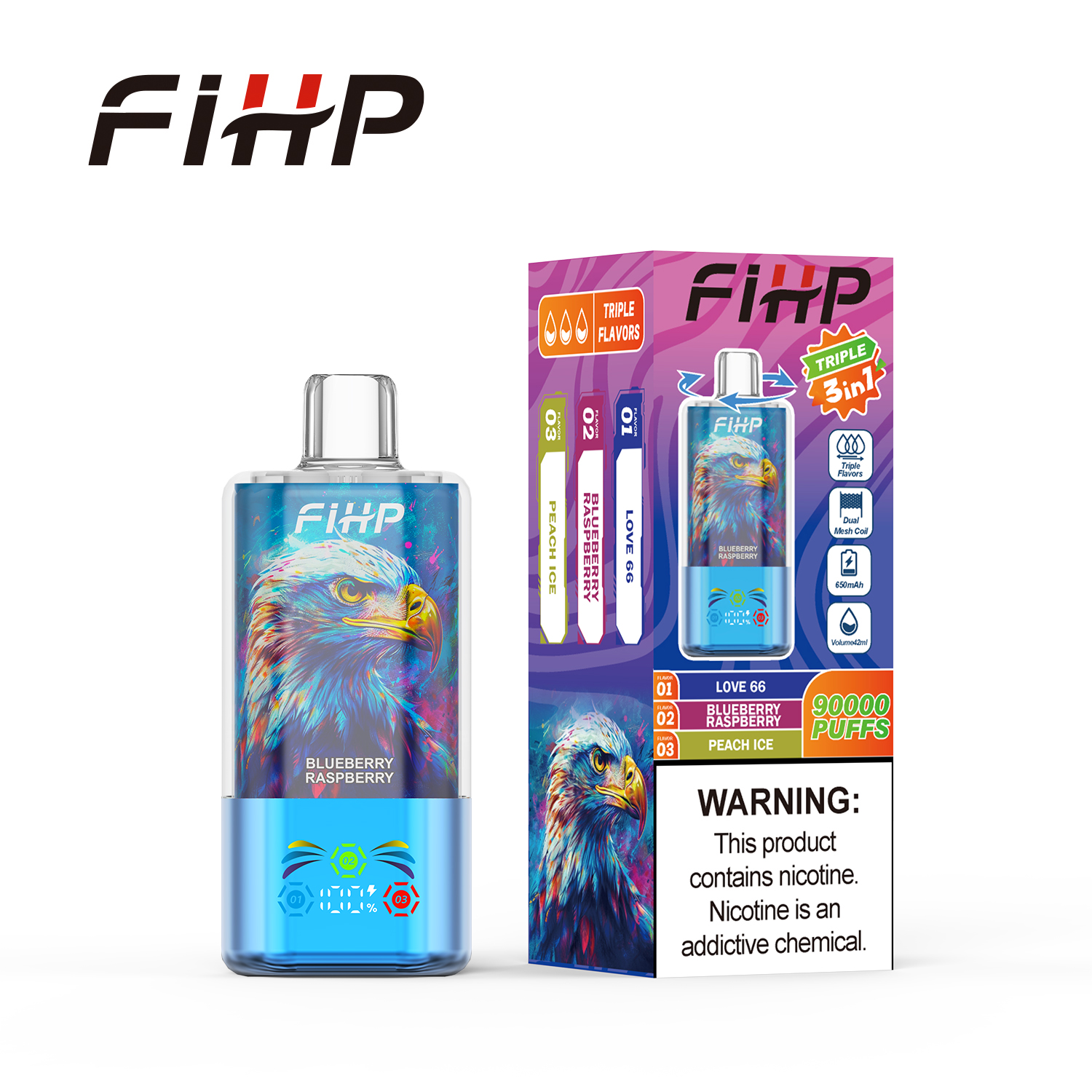 🚀 FIHP 90 000 potahů Triple-tasty Vape