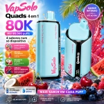 VapSolo Quads 80.000 Puffs vape sabor tropical Happy Ranch, Sex on the Beach, melancia coco e cereja berry