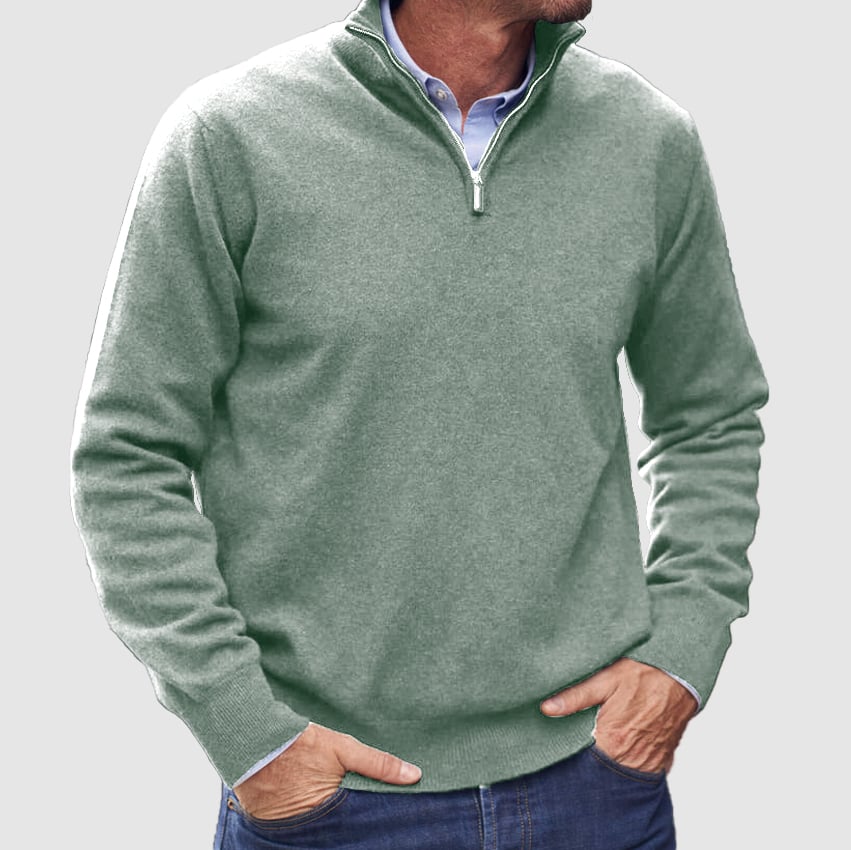 Men's Cashmere Zipper Basic Sweater handwoven