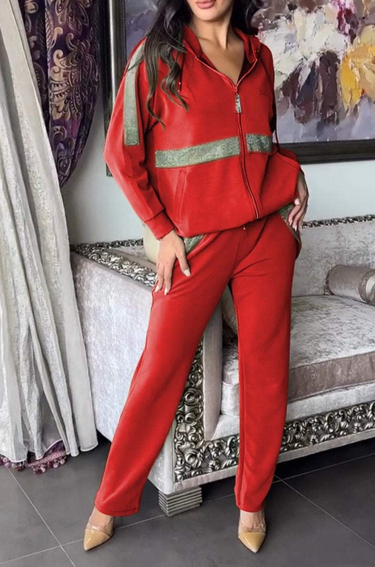 Novo outono e inverno casual conjunto de calças de manga comprida de duas peças