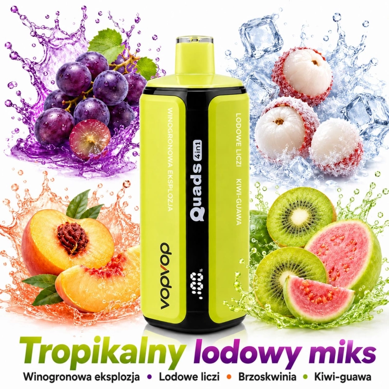 VopVop Quads 4w1 smak Grape Burst – winogronowy intensywny smak jednorazowego vape