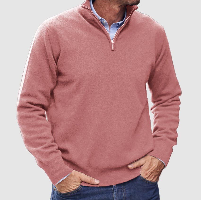 Men's Cashmere Zipper Basic Sweater handwoven