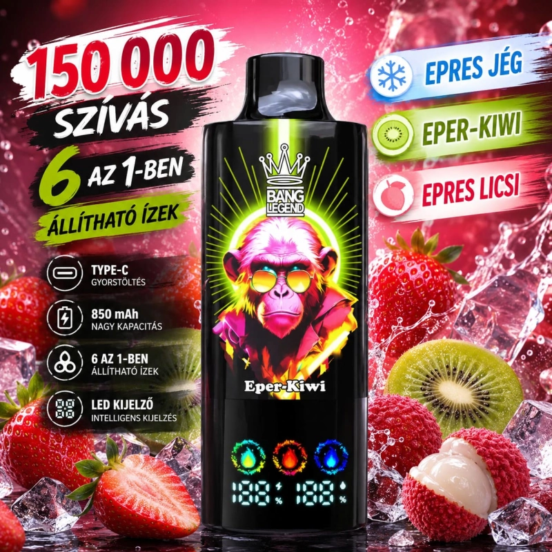 Eper jég eldobható vape eper-kiwi és eper-licsi gyümölcskeverékkel, édes és friss ízzel