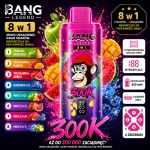 Bang Legend 300K 8w1 jednorazowy vape – Mamba, Brzoskwinia-Mango-Arbuz, Napój Energetyczny, Winogrono Ice