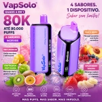 VapSolo Quads 80.000 Puffs vape sabores morango manga, limonada framboesa azul, baunilha gelada e frutos vermelhos
