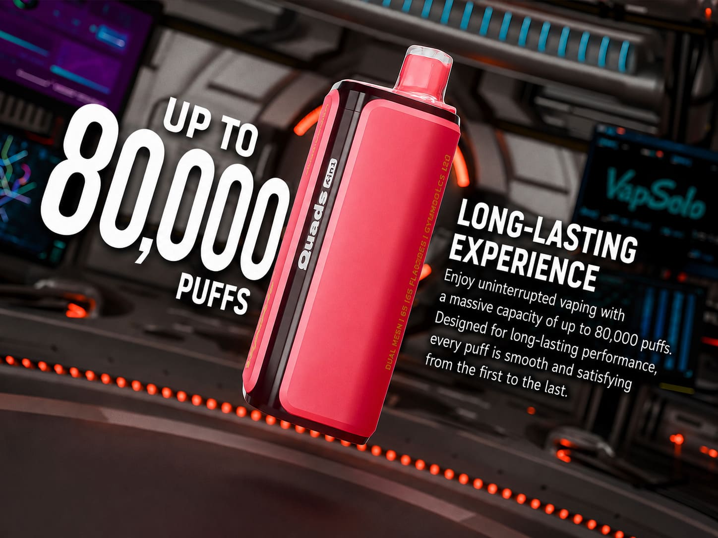 VapSolo Quads 80K vape rechargeable battery USB-C charging technology