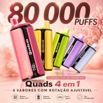 VapSolo Quads 80.000 Puffs 4 em 1 vape descartável recarregável com múltiplos sabores em Portugal
