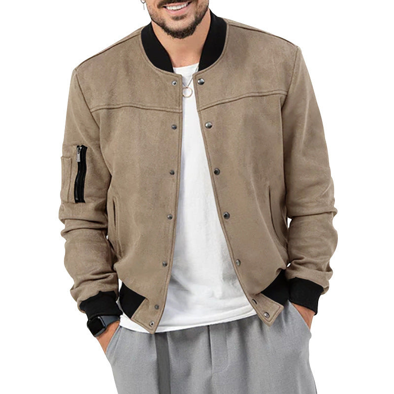 SUEDE COLLAR MEN'S BASEBALL JACKET CASUAL TRENDY BRAND AMERICAN JACKET