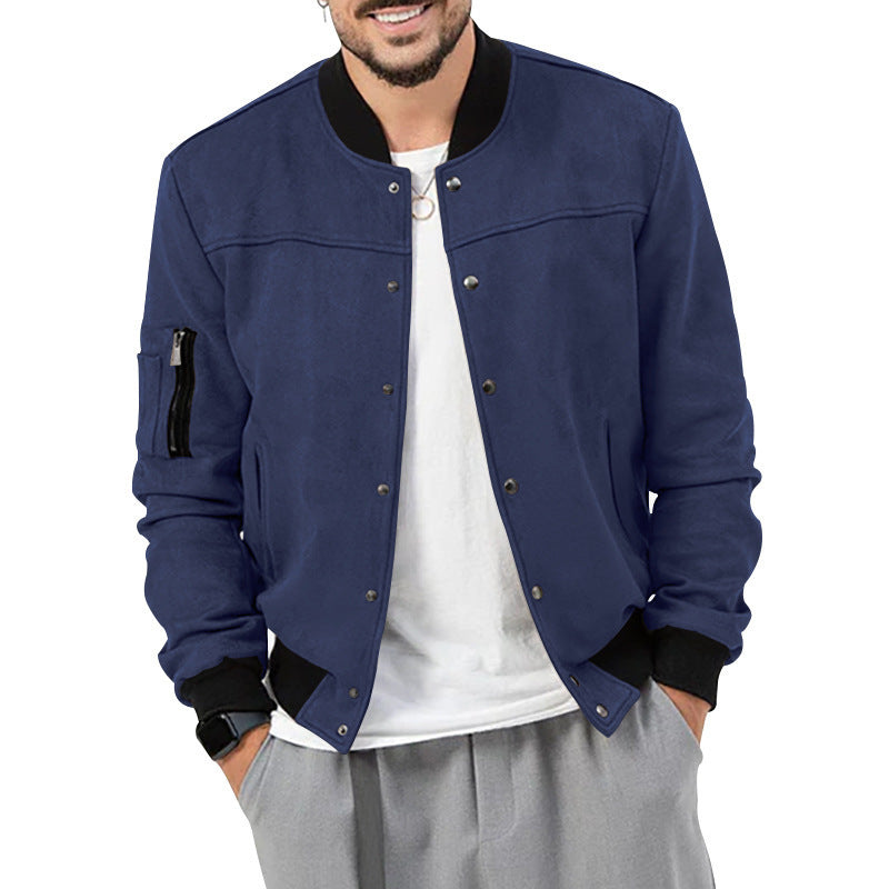 SUEDE COLLAR MEN'S BASEBALL JACKET CASUAL TRENDY BRAND AMERICAN JACKET