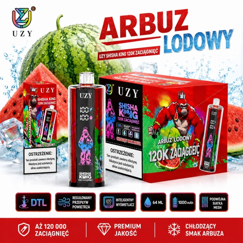 Mrożony arbuz UZY 120K disposable vape watermelon ice smak