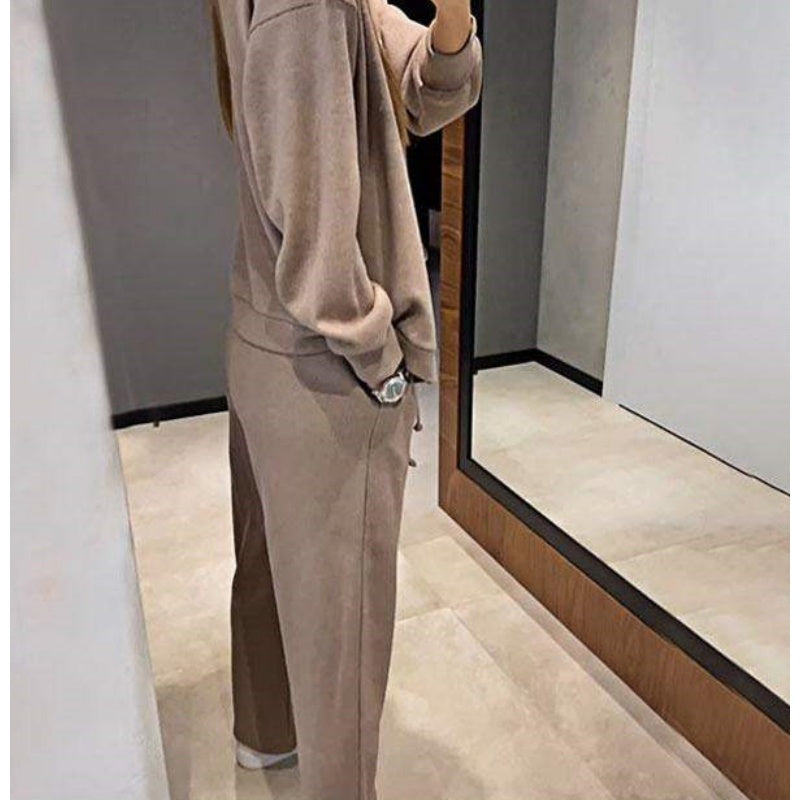 49% de desconto💥 Conjunto de casaco e calças de malha de duas peças para mulher com novo estilo outono