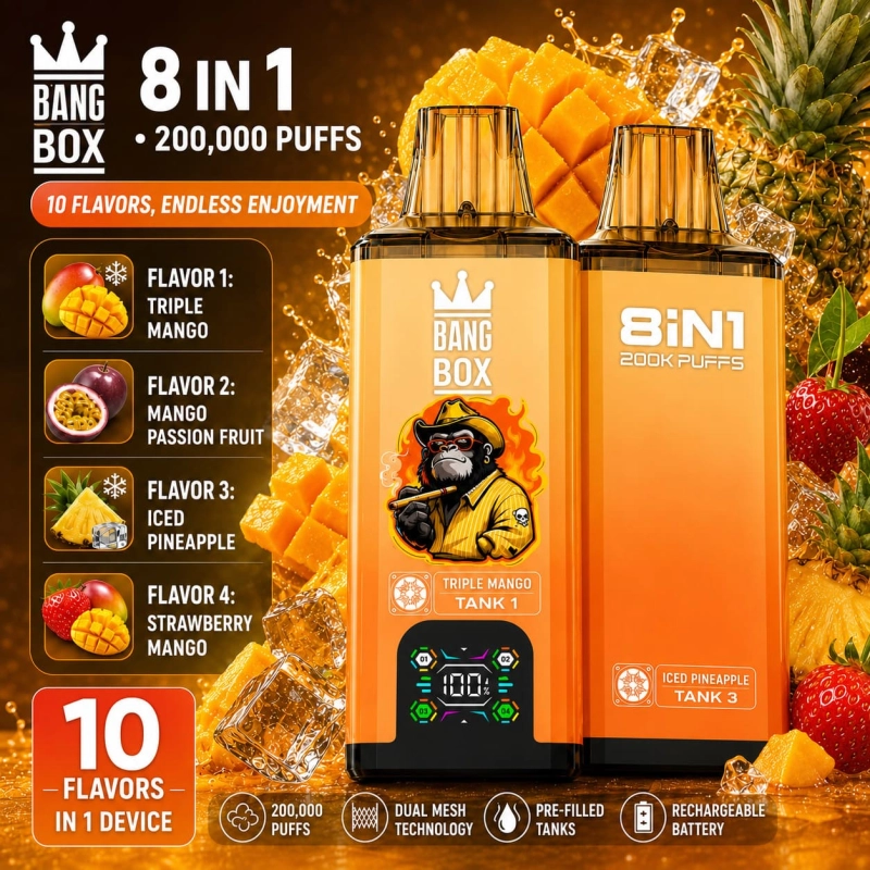 Bang Box 200K Triple Mango Mango Passion Fruit Pineapple Ice Strawberry Mango flavor vape
