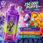 Vape descartável multi-sabores sabor Uva e Manga com gelado de uva, manga com pêssego e mirtilo com melancia