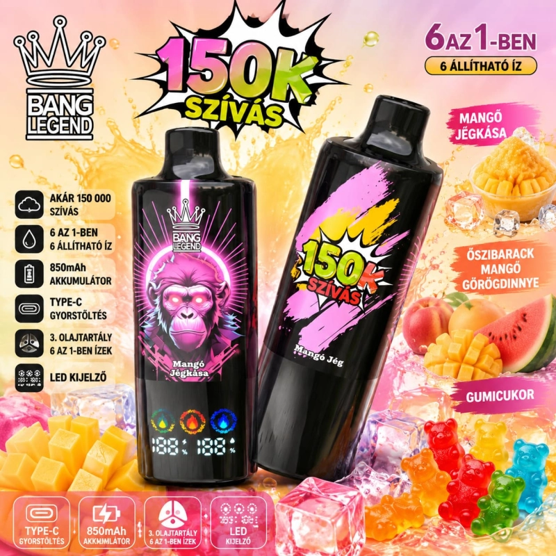 Mangós jeges desszert ízű eldobható vape őszibarack és görögdinnye kombinációval, trópusi frissességgel
