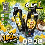 Vape descartável 150K Cocktail Ice de Ananás com ananás gelado, coco e kiwi e ananás gelado, sabor tropical fresco