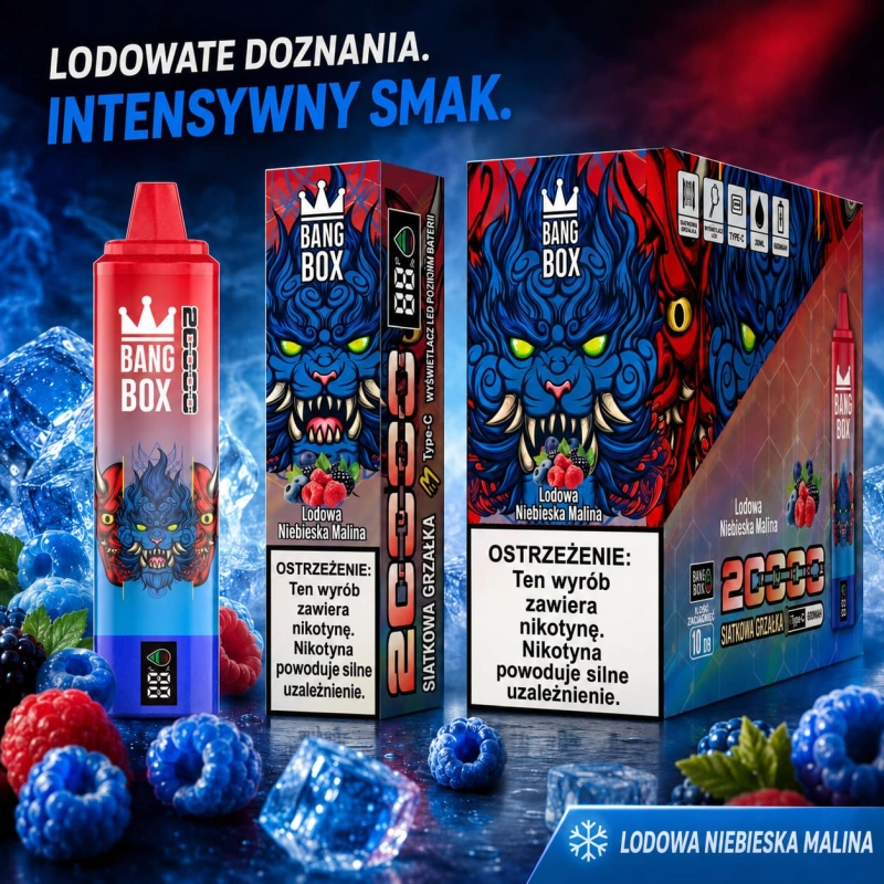 Bang Box 20000 Puffs Blue Razz Ice vape jednorazowy intensywny jagodowy smak