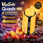 VapSolo Quads 80.000 Puffs vape sabores baunilha cola, limão pêssego, morango framboesa cereja gelo e uva gelo