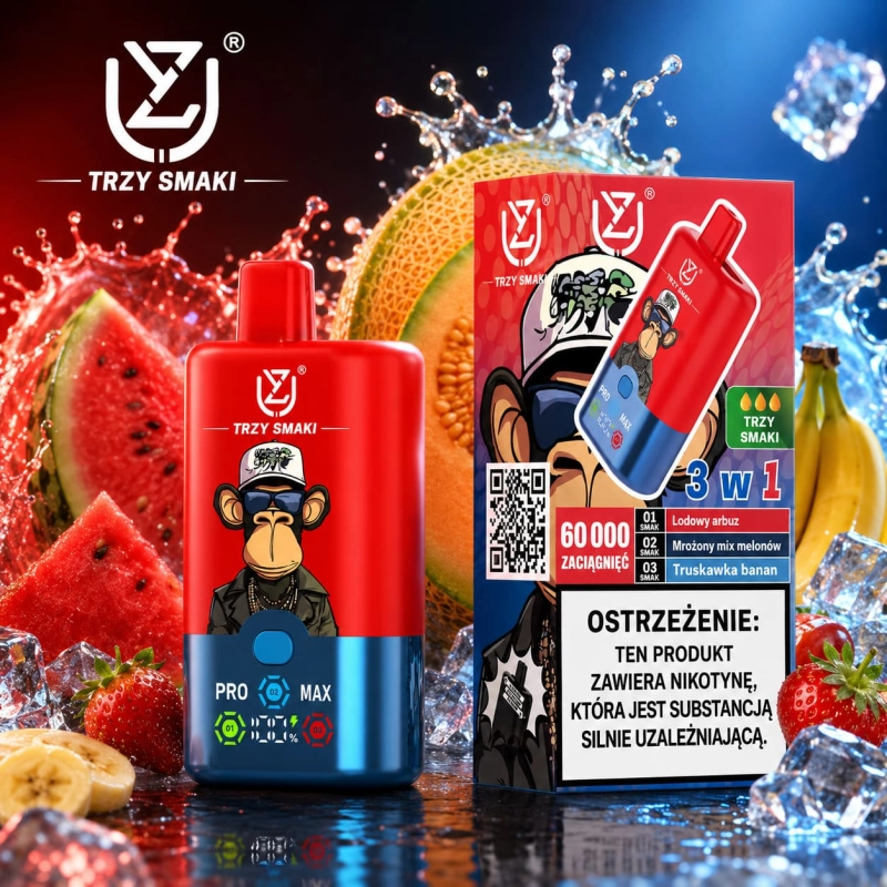UZY Triple Flavor 60K – arbuz z lodem, potrójny melon z lodem i truskawka z bananem
