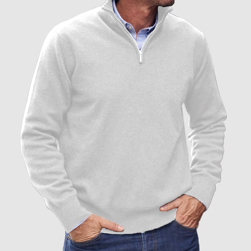 Men's Cashmere Zipper Basic Sweater handwoven