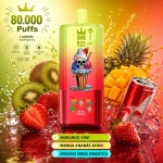 BANGBOX 80.000 puffs vape descartável 3-em-1 recarregável sabor morango com manga, ananás com morango e bebida energética
