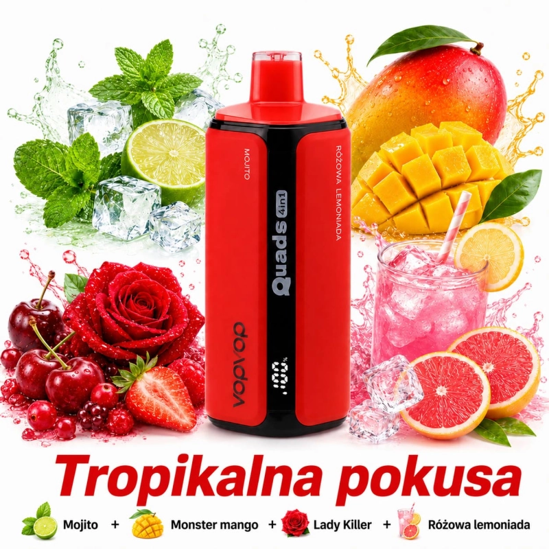 VopVop Quads 4w1 smak Mojito – jednorazowy waporyzator 120 000 zaciągnięć DTL