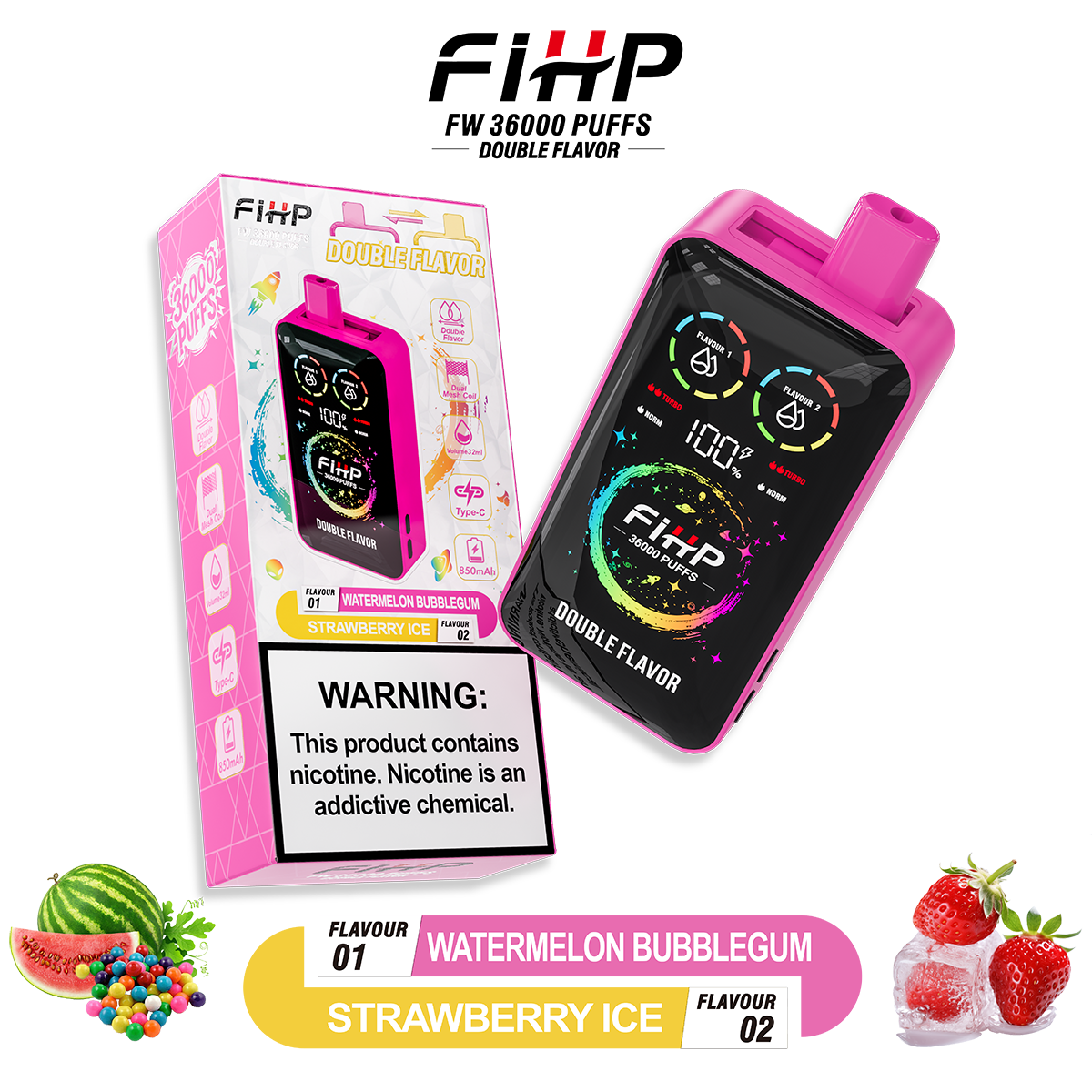 🚀 FIHP 36 000 potahů Dvojitá chuť Vape